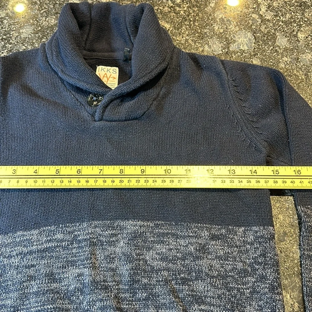 IKKS Toddler Boys Knitted Sweater navy & Heathered Blue Size 10
